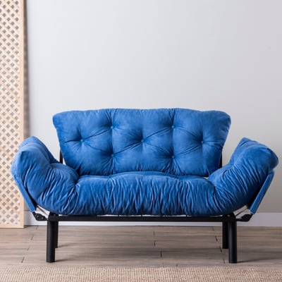 Comfortabel Sofa-bed met 2 zitplaatsen | Stijlvol ontwerp | 100% metalen frame | Blauw Comfortabel Sofa-bed met 2 zitplaatsen | Stijlvol ontwerp | 100% metalen frame | Blauw