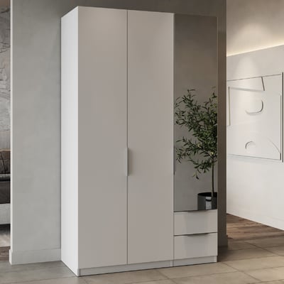 Kledingkast Spectre 120cm met spiegel - mat wit Kledingkast Spectre 120cm met spiegel - mat wit