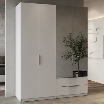 Kledingkast Spectre 157cm met spiegel - mat wit Kledingkast Spectre 157cm met spiegel - mat wit