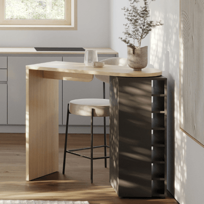 Roterende bartafel Laury-zwart/eik