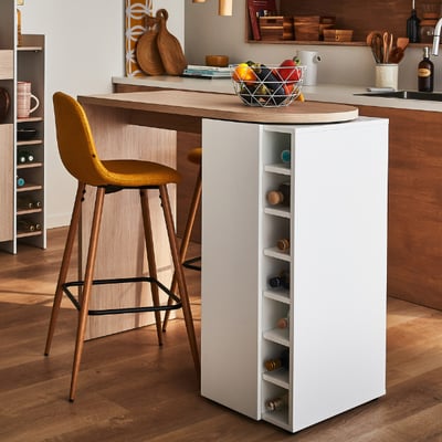 Roterende bartafel Laury-wit/eik