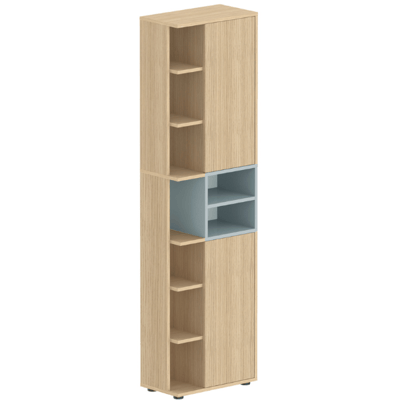 Kolomkast Kuba 9 legplanken, 2 draaideuren-lichte eik/celadon grijs Kolomkast Kuba 9 legplanken, 2 draaideuren-lichte eik/celadon grijs