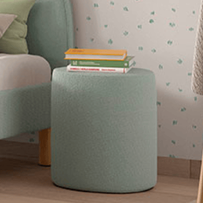 Poef Moon - 41x41x41,5 cm - Groene bouclé stof Poef Moon - 41x41x41,5 cm - Groene bouclé stof