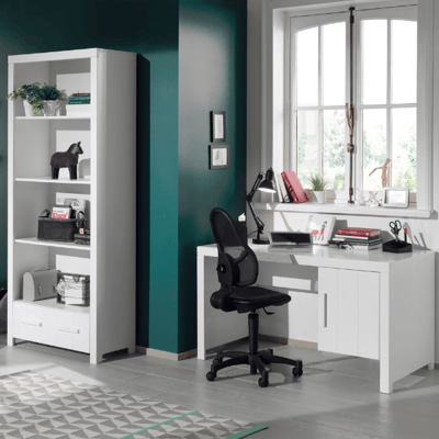 Combinatie Erik met bureau en boekenkast-wit Combinatie Erik met bureau en boekenkast-wit