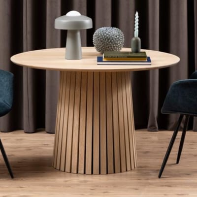 Ronde Eettafel Krishna - Wit Eikenfineer, Ø120x75 cm