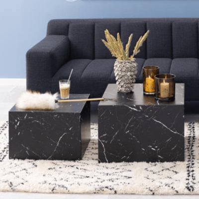 Salontafel Set Dice (2 Stuks, 58x58x40 cm) - zwart marmer