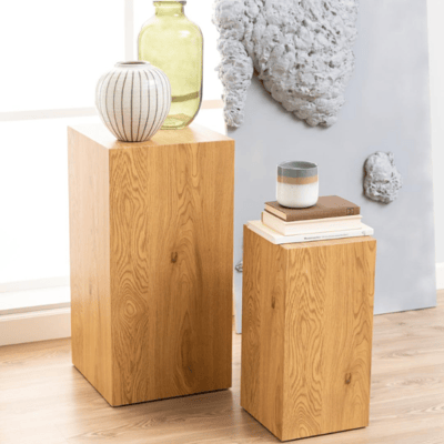 Set sokkels Dice 2 stuks - 35x35x70 cm - wilde eik