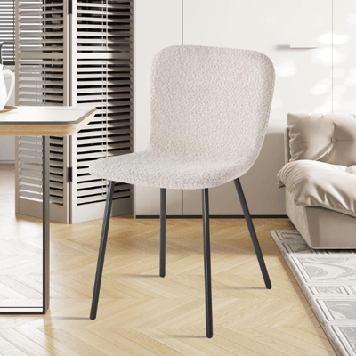 Stoel Susan Bouclé Zand | Metalen Poten en Stoffering | 77x45x52 cm