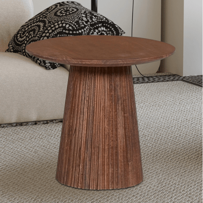 Miguel Ronde Salontafel 50cm Lichtbruin | Massief Mangohout | H46 x B50 x D50cm