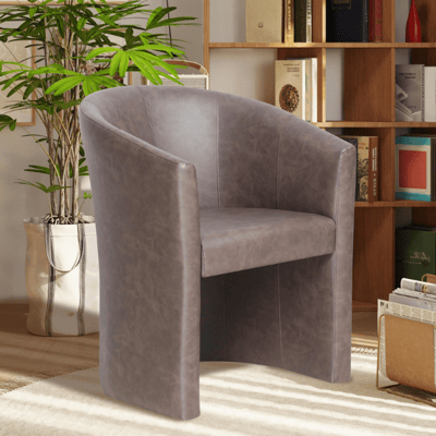 Charlie' Vintage PU donkerbruine Kuipstoel | H-H 81 x B-L 64 x D-P 62 cm