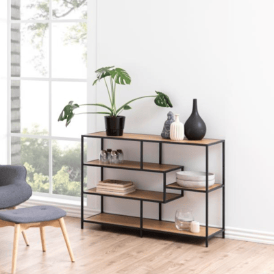 Boekenrek Seaford - 114x35x78 cm - Wilde eik/zwart 