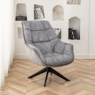 Loungestoel Volter - 98x80x98 cm - Grijs/PU-kunstleer