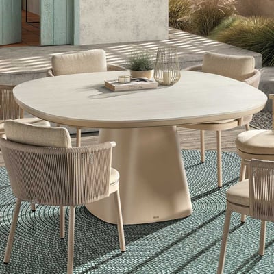 Tuintafel Romero | Ø150 x 75 cm | Romano Travertino White-design