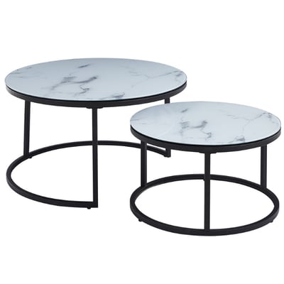 Salontafelset Boston Ø80 en Ø60cm - wit marmer Salontafelset Boston Ø80 en Ø60cm - wit marmer