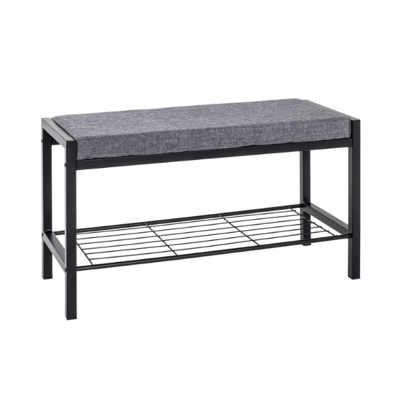 Schoenenbank Steven - 80x32x48 cm - PET-stof/zwart Schoenenbank Steven - 80x32x48 cm - PET-stof/zwart