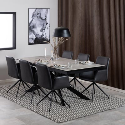 Verlengbare eettafel Irwine - 200<240cm - keramisch blad - grijs Verlengbare eettafel Irwine - 200<240cm - keramisch blad - grijs