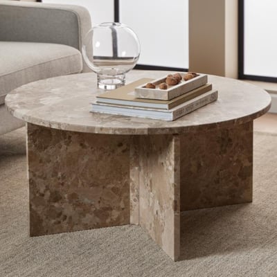 Salontafel Vega - Ø90x42 cm - bruin marmer Salontafel Vega - Ø90x42 cm - bruin marmer