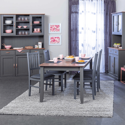 Eetkamer Cerci: eettafel, 2x buffetkast - grijs Eetkamer Cerci: eettafel, 2x buffetkast - grijs