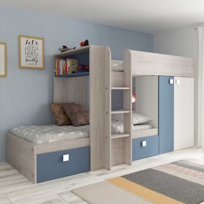 Stapelbed Beau - blauw/wit Stapelbed Beau - blauw/wit