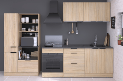 Keukenkastcombinatie Fumay met buffetkast - eikdecor/betonlook