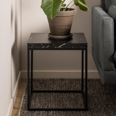 Salontafel Barossa - 40x40x45cm - zwart marmer