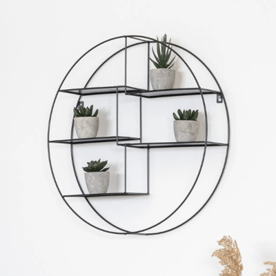 Genk Zwart Wandplank - Staal Ø47x10 cm