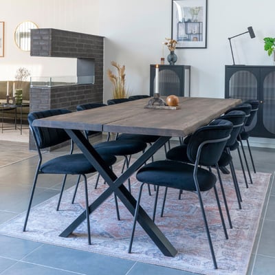 Eikenhouten eettafel naturel met golvende rand | 95x240x75 cm Eikenhouten eettafel naturel met golvende rand | 95x240x75 cm