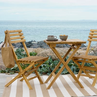 Cuenca Café Set - Teakhout 2-Stoelen en 1-Tafel Naturel.