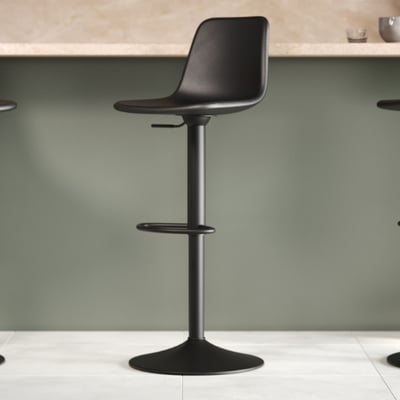 Verstelbare barkruk Tommy - 58-80cm zithoogte - zwart kunstleer Verstelbare barkruk Tommy - 58-80cm zithoogte - zwart kunstleer