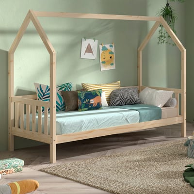 Bedhuisje Home - 90x200 cm - met hekje - wit dennenhout