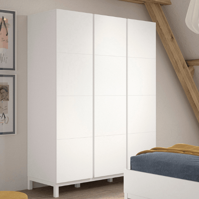 Kledingkast Eva - 149x58x196cm - 3 deuren - wit