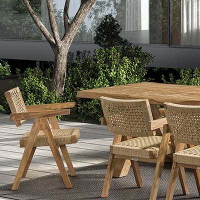 Tuinstoel Derry - 53x62x80cm - gerecycleerd teakhout/wicker Tuinstoel Derry - 53x62x80cm - gerecycleerd teakhout/wicker