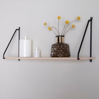 Wandplank Arnhem - Zwart/Naturel | Staal en Hout