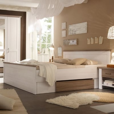Bed Larnaca 180x200cm met 2 schuiflades & 2 nachtkastjes - wit Bed Larnaca 180x200cm met 2 schuiflades & 2 nachtkastjes - wit