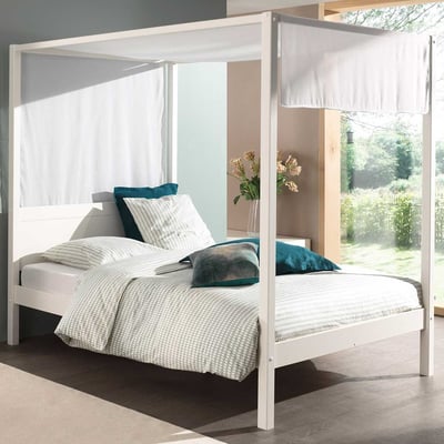 Hemelbed Charlotte 140x200 met voile - wit