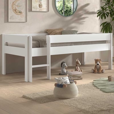 Halfhoogslaper Primo laag - 90x200cm - massief dennenhout - wit
