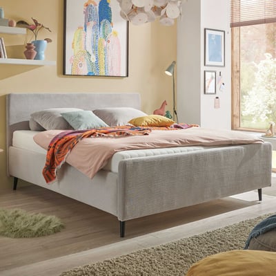 Gestoffeerd bed Peach | 160 x 200 cm | Zilverkleurig design
