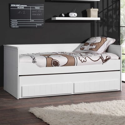 Bedbank Robin 90x200cm met onderschuifbed - wit Bedbank Robin 90x200cm met onderschuifbed - wit