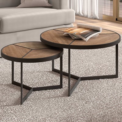 Set van 2 salontafels Arya - mangohout