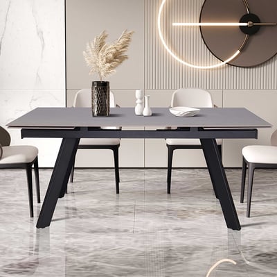 Uitschuifbare eettafel Hertha | 160/240 x 90 x 76 cm | Grijs/Steen Uitschuifbare eettafel Hertha | 160/240 x 90 x 76 cm | Grijs/Steen