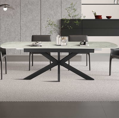 Verlengbare eettafel Hestia - 180/220x90x76cm - gesinterde steen - beige