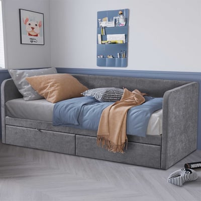 Kajuitbed Parma - 90x200cm - met 2 lades - grijs