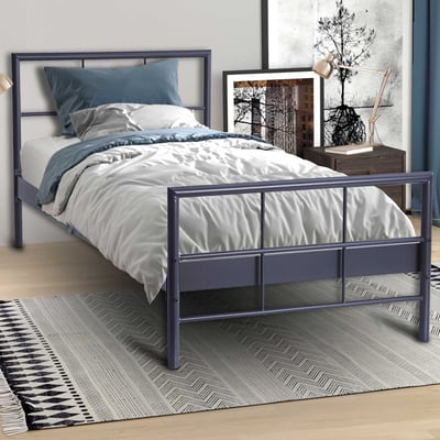 Eenpersoonsbed Davy | 90 x 200 cm | Metalen frame | donkergrijs Eenpersoonsbed Davy | 90 x 200 cm | Metalen frame | donkergrijs