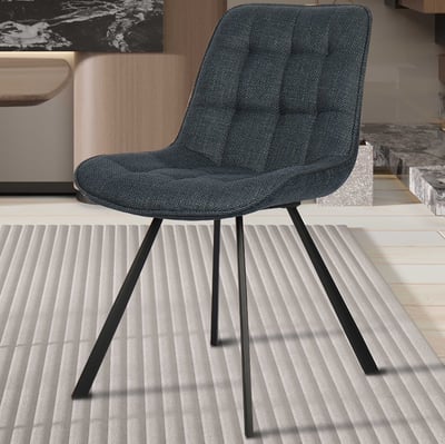 Ariba Donkerblauwe stoffen stoel met metalen poten | 80 x 51 x 61 cm