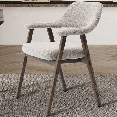 Eetkamerstoel Coralie - 64x59.5x83cm - smokey eikenhout/beige stof