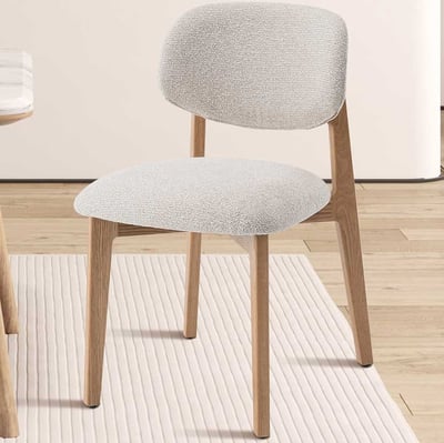 Eetkamerstoel Carmen - 48x59x83.5cm - massief eikenhout/beige stof