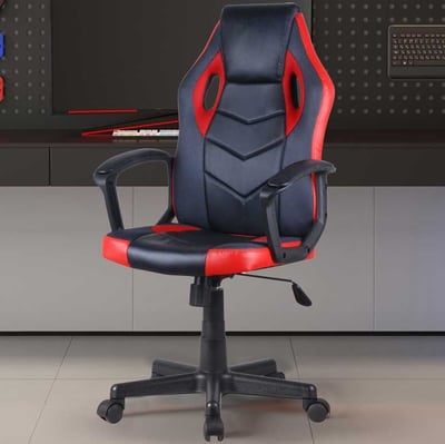 Gamestoel Tiger - 57,5x65x102,5cm - verstelbaar - draaibaar - zwart/rood