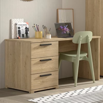 Bureau Sammie - 140x65x74cm - met drie lades - eikdecor Bureau Sammie - 140x65x74cm - met drie lades - eikdecor