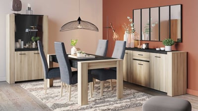 Eetkamer Shane-Kronberg eik/Sidewalk zwart