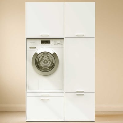 Kasten voor wasruimte Linea - 116x67x200cm - 4 deuren & 1 lade - wit